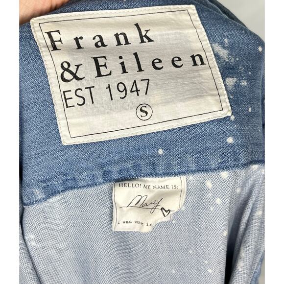 FRANK & EILEEN Sz S Small Mary Splatter Distressed Denim Shirt Dress - Picture 3 of 10